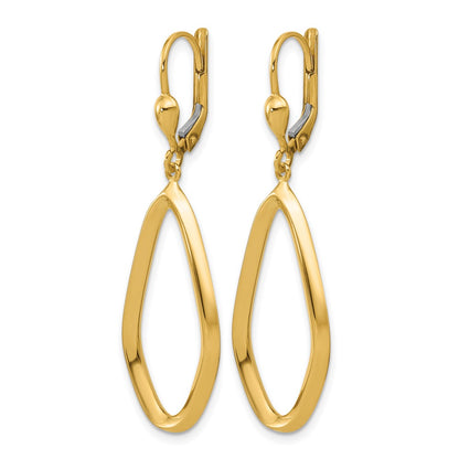 14K Yellow Gold Polished Dangle Leverback Earrings