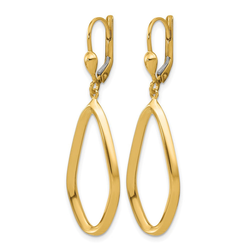 14K Yellow Gold Polished Dangle Leverback Earrings