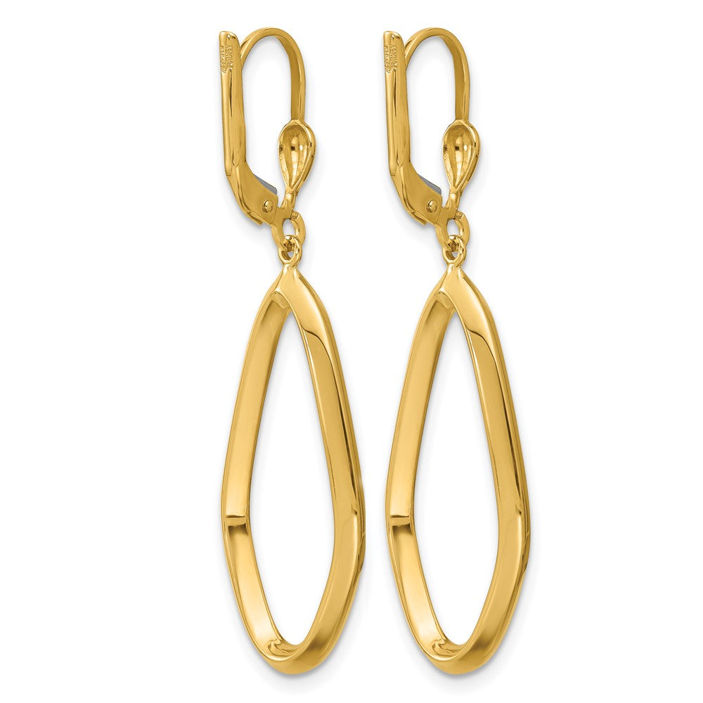 14K Yellow Gold Polished Dangle Leverback Earrings