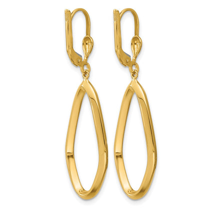 14K Yellow Gold Polished Dangle Leverback Earrings