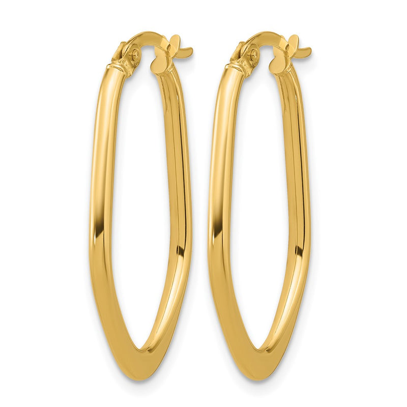 14K Yellow Gold Polished Oval Hoop Earrings