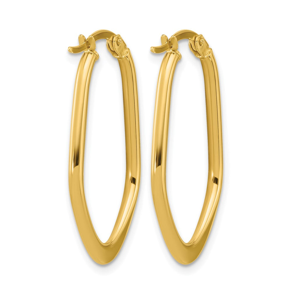 14K Yellow Gold Polished Oval Hoop Earrings
