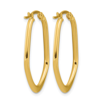 14K Yellow Gold Polished Oval Hoop Earrings