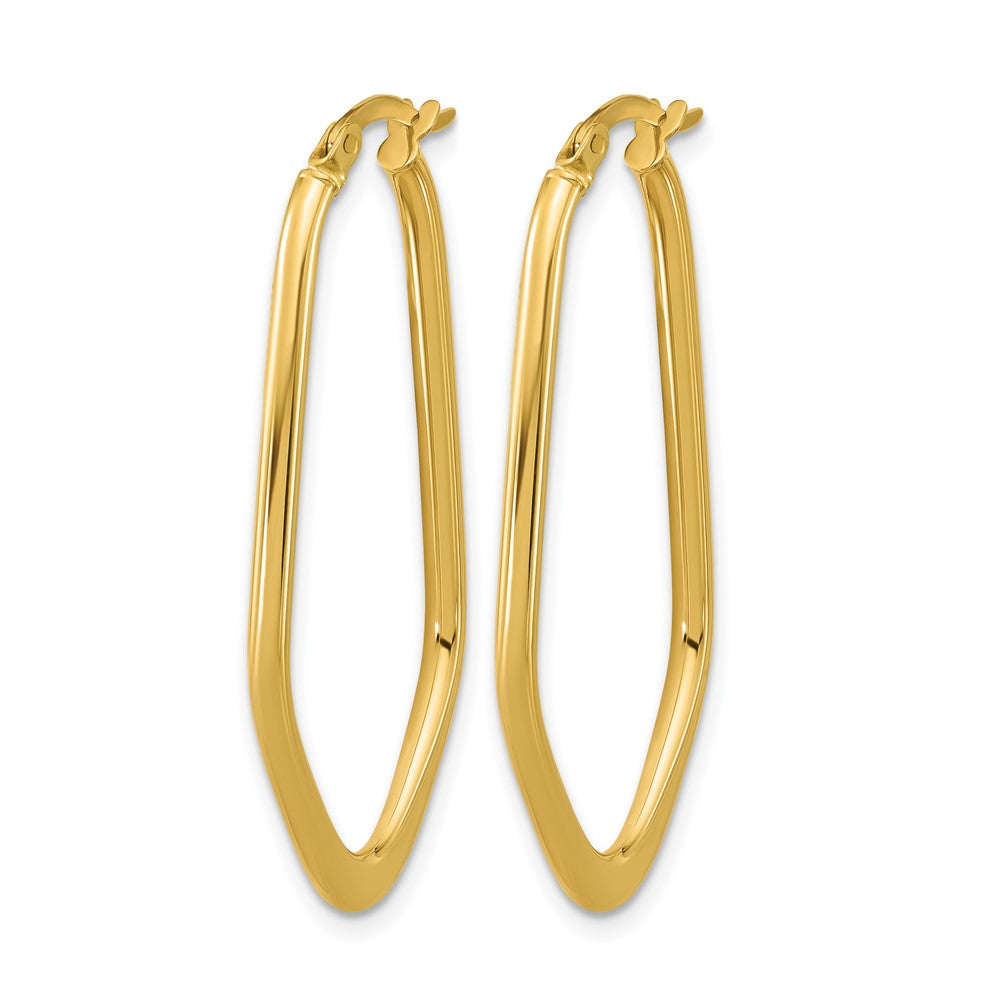 14K Yellow Gold Polished Oval Hoop Earrings
