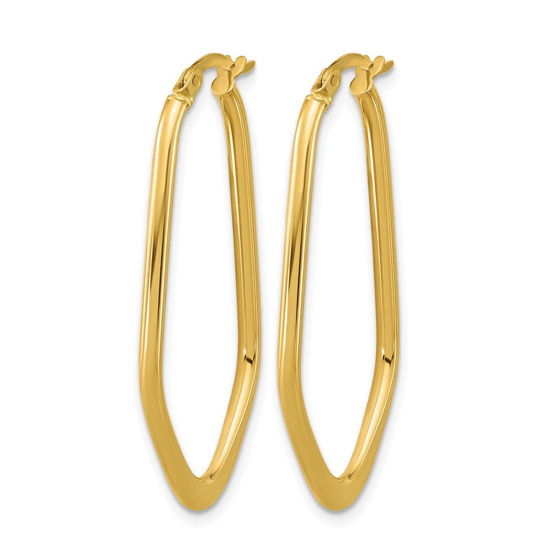 14K Yellow Gold Polished Oval Hoop Earrings