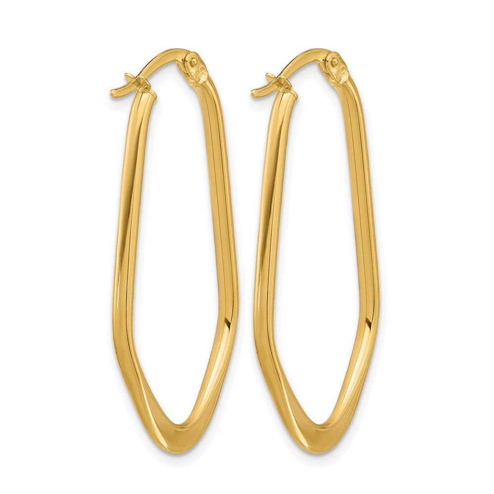 14K Yellow Gold Polished Oval Hoop Earrings