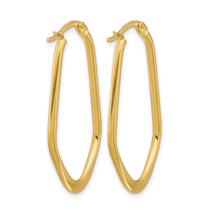 14K Yellow Gold Polished Oval Hoop Earrings