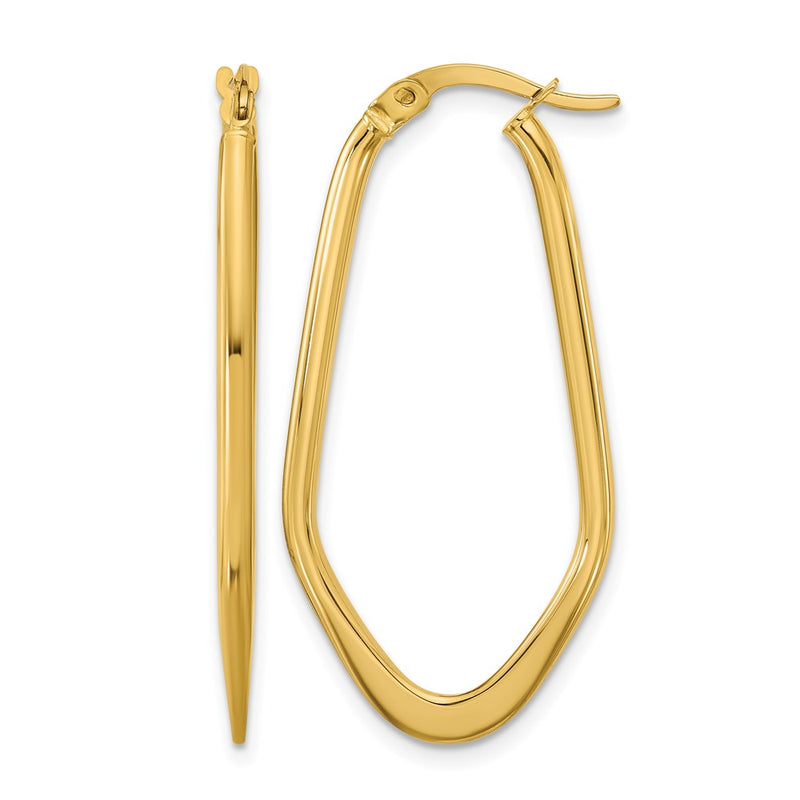 14K Yellow Gold Polished Oval Hoop Earrings