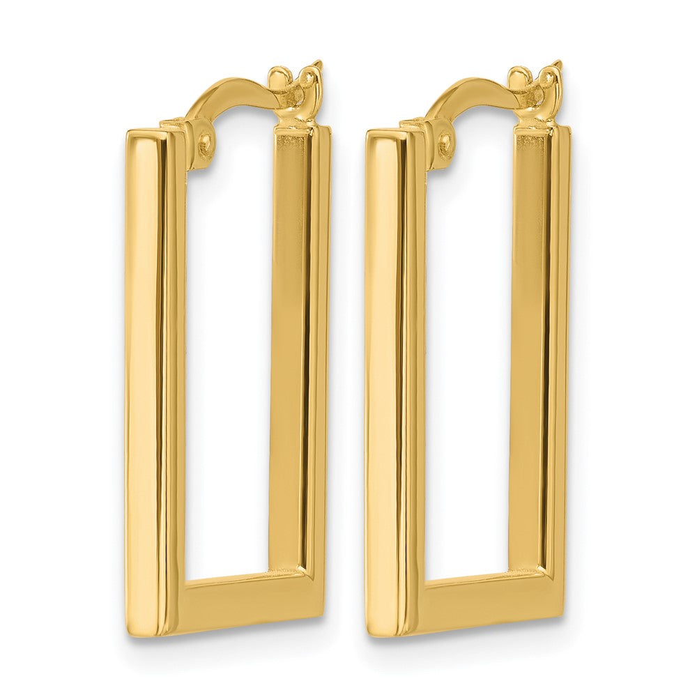 14K Yellow Gold Polished Rectangle Hoop Earrings