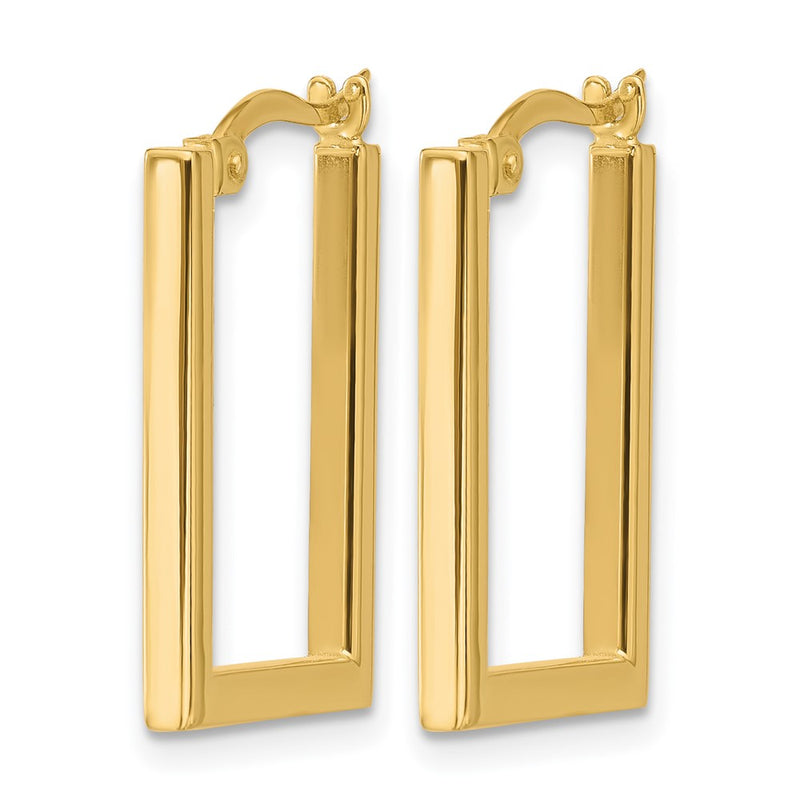 14K Yellow Gold Polished Rectangle Hoop Earrings