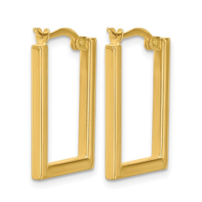 14K Yellow Gold Polished Rectangle Hoop Earrings
