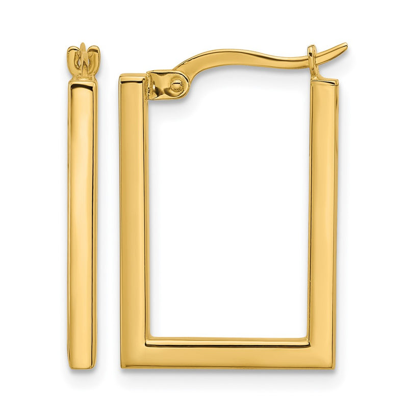 14K Yellow Gold Polished Rectangle Hoop Earrings