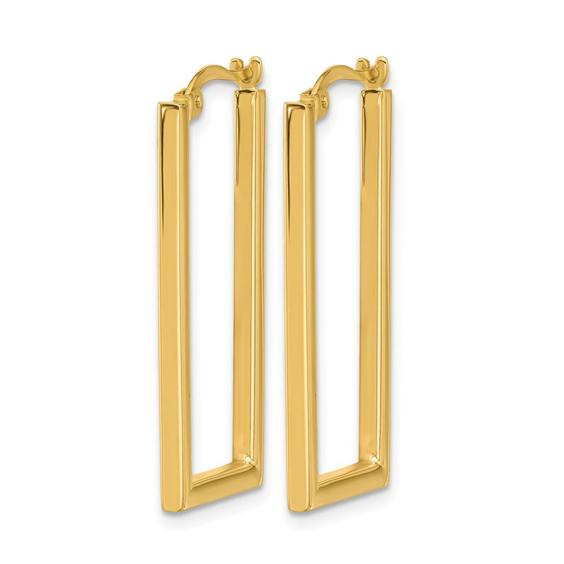 14K Yellow Gold Polished Rectangle Hoop Earrings