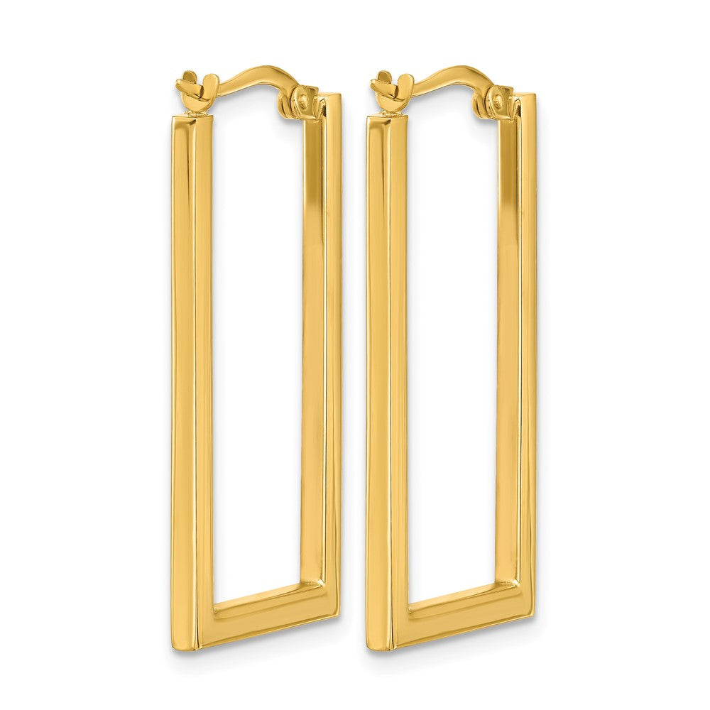 14K Yellow Gold Polished Rectangle Hoop Earrings