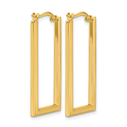 14K Yellow Gold Polished Rectangle Hoop Earrings