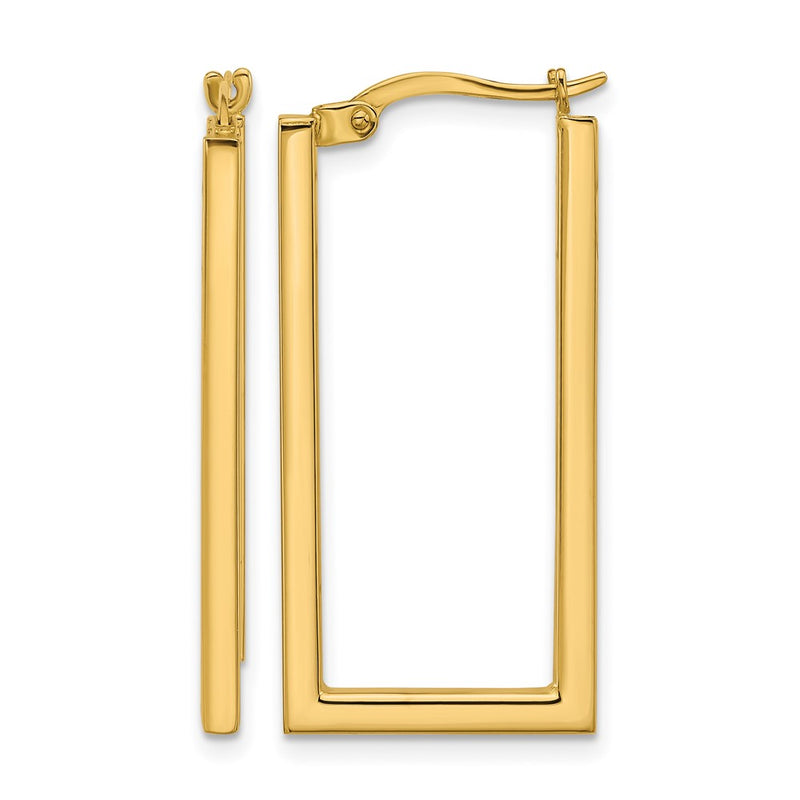 14K Yellow Gold Polished Rectangle Hoop Earrings