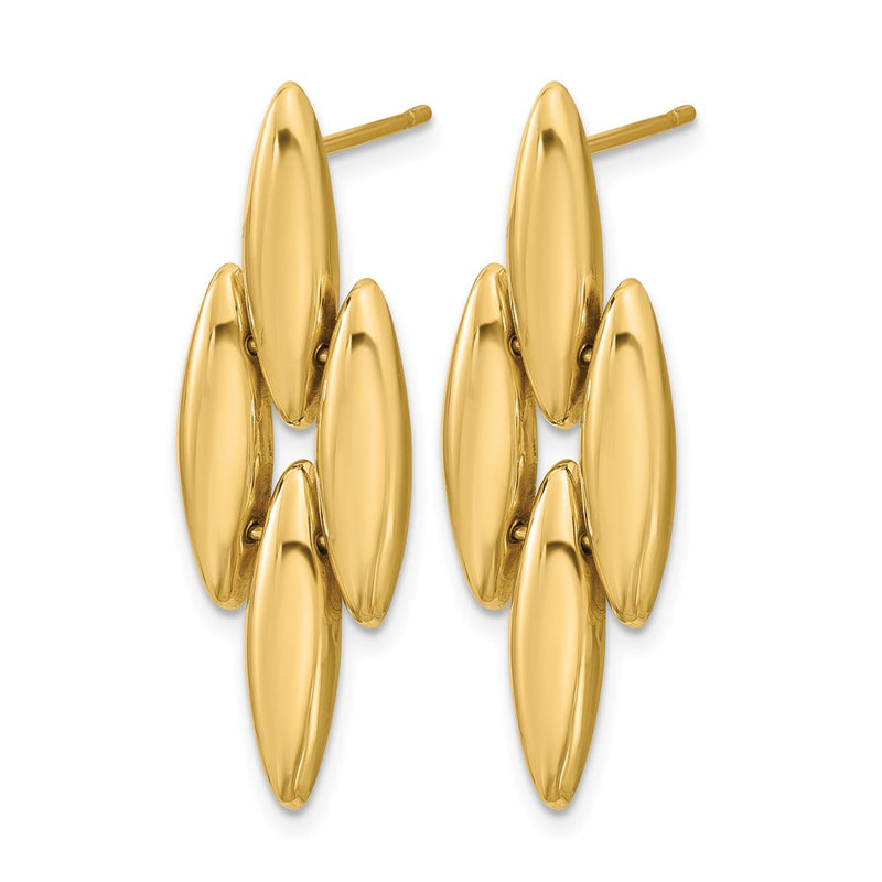 14K Yellow Gold Polished Fancy Dangle Post Earrings