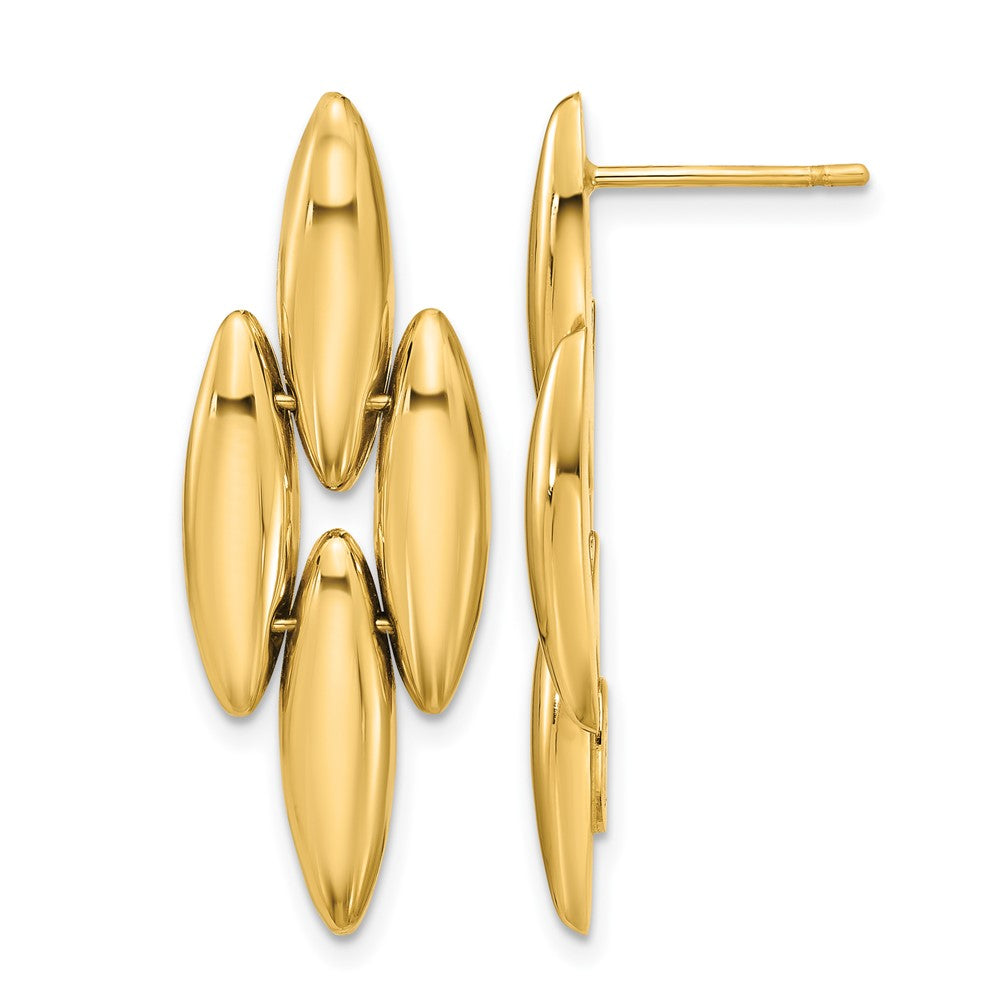 14K Yellow Gold Polished Fancy Dangle Post Earrings