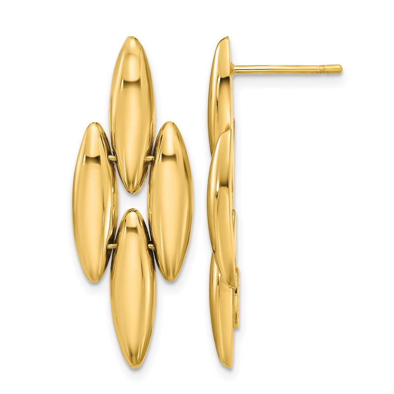 14K Yellow Gold Polished Fancy Dangle Post Earrings