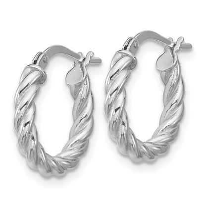 14K Yellow & Rhodium White Rh Plat Polished/Twisted Round Hoop Earrings