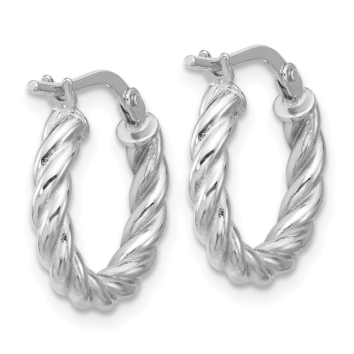 14K Yellow & Rhodium White Rh Plat Polished/Twisted Round Hoop Earrings