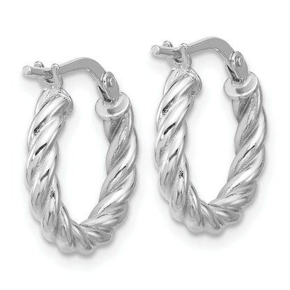 14K Yellow & Rhodium White Rh Plat Polished/Twisted Round Hoop Earrings
