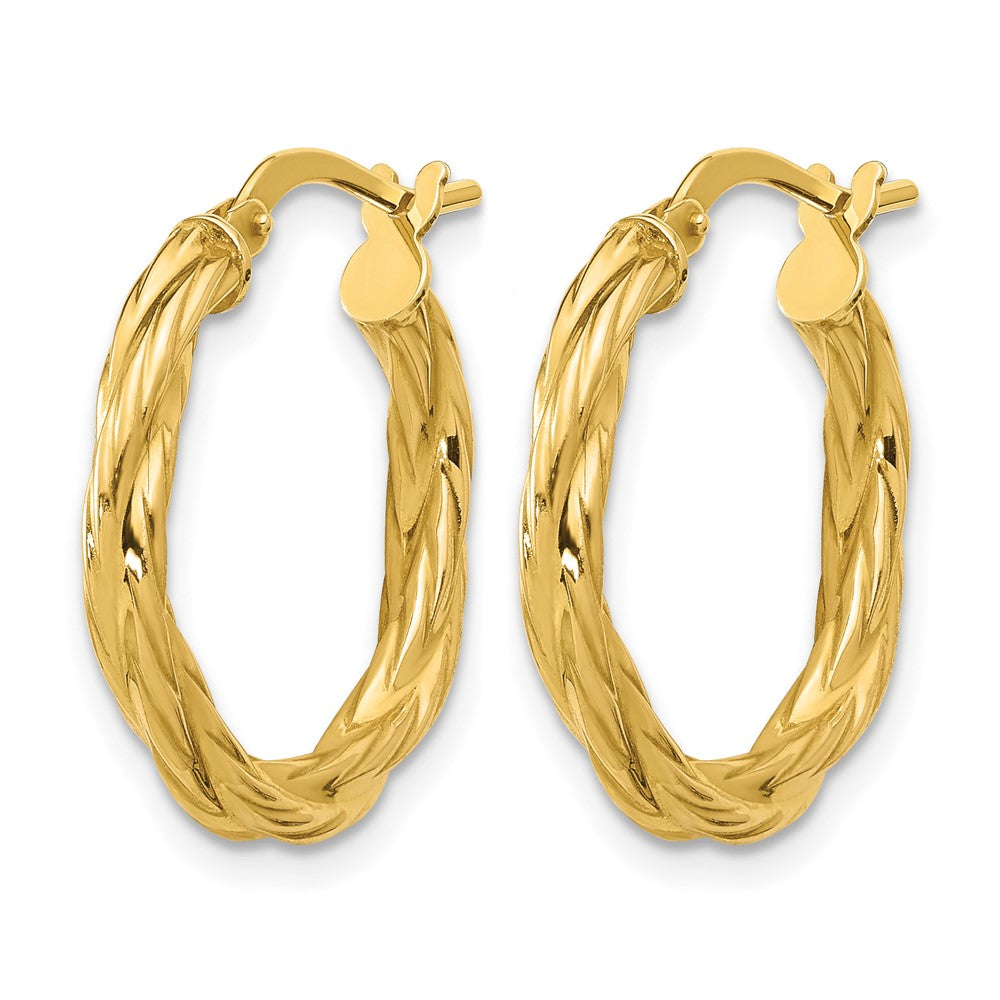 14K Yellow Gold Polished Twisted Round Hoop Earrings