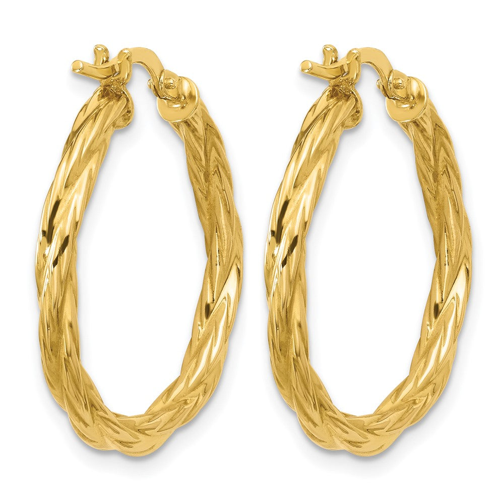 14K Yellow Gold Polished Twisted Round Hoop Earrings