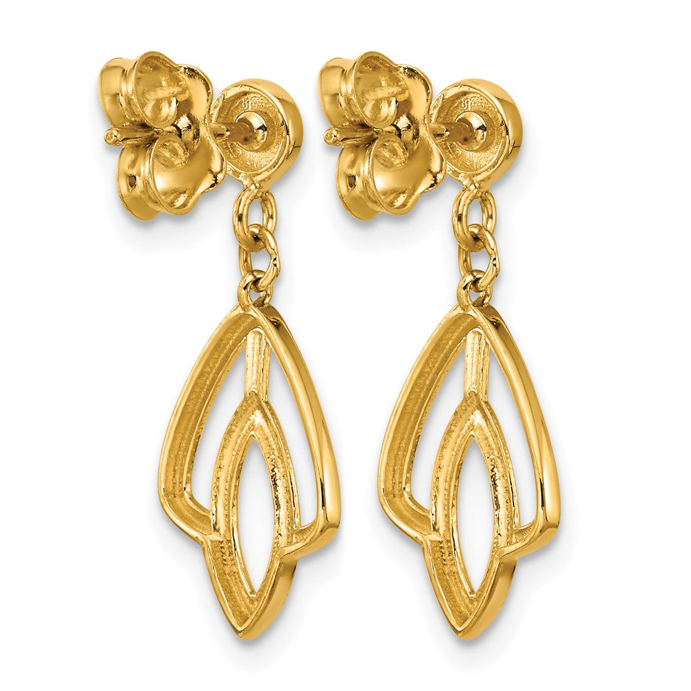 14K Yellow Gold Polished Floral Dangle Post Earrings