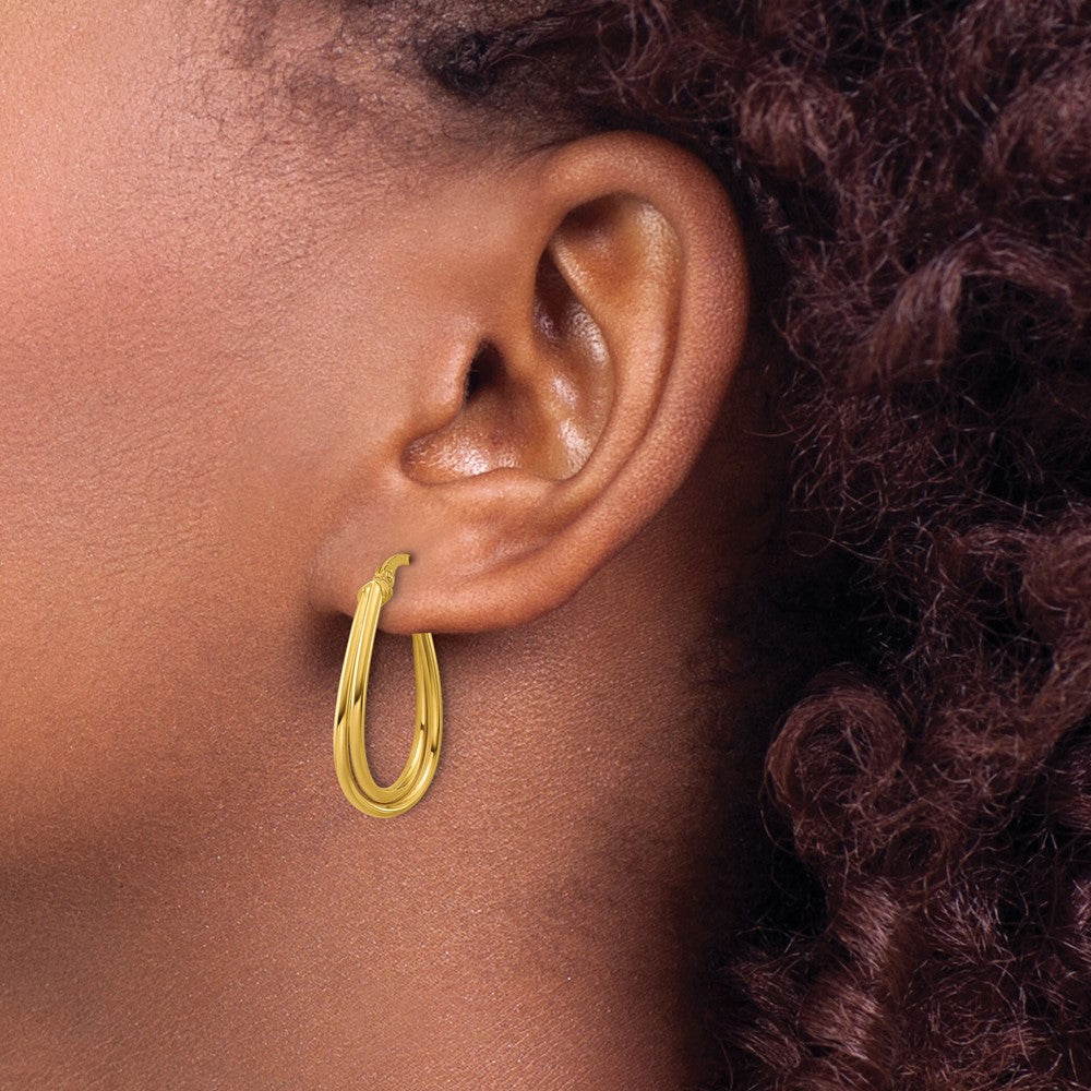 14K Yellow Gold Polished Twisted Hoop Earrings