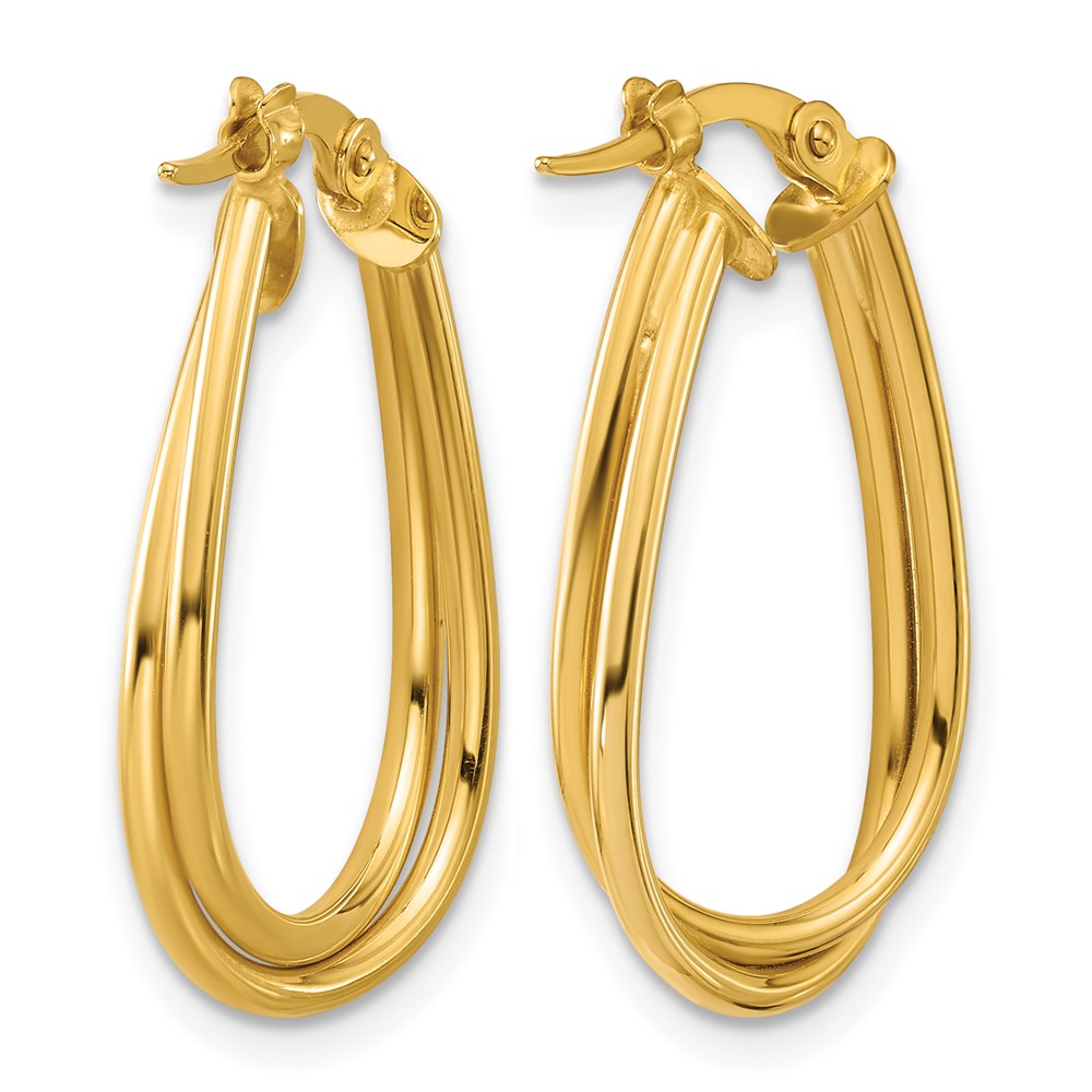 14K Yellow Gold Polished Twisted Hoop Earrings