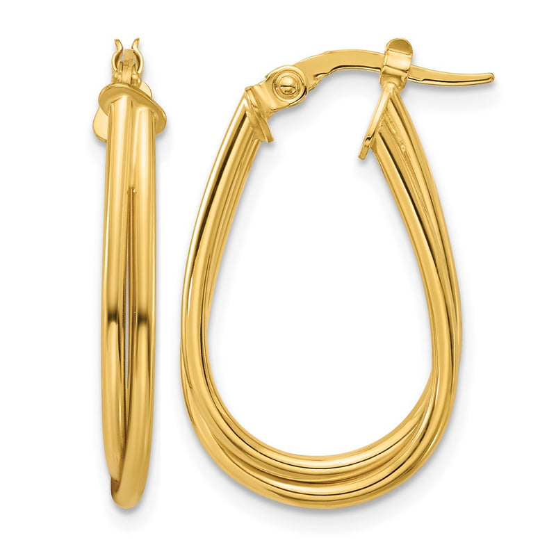 14K Yellow Gold Polished Twisted Hoop Earrings