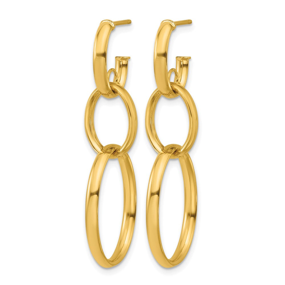 14K Yellow Gold Polished Oval Link Post Earrings