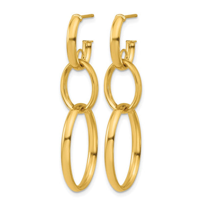 14K Yellow Gold Polished Oval Link Post Earrings