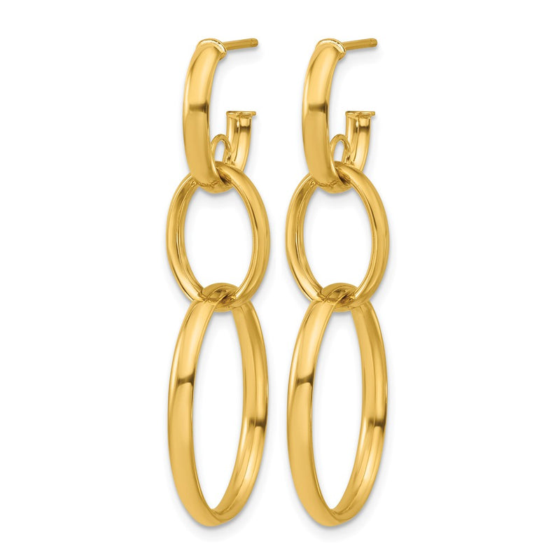 14K Yellow Gold Polished Oval Link Post Earrings