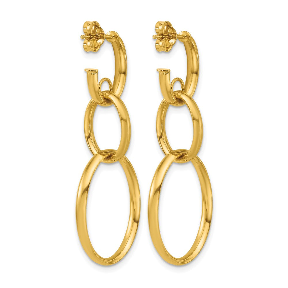 14K Yellow Gold Polished Oval Link Post Earrings