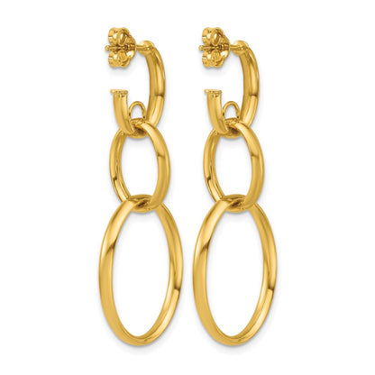 14K Yellow Gold Polished Oval Link Post Earrings