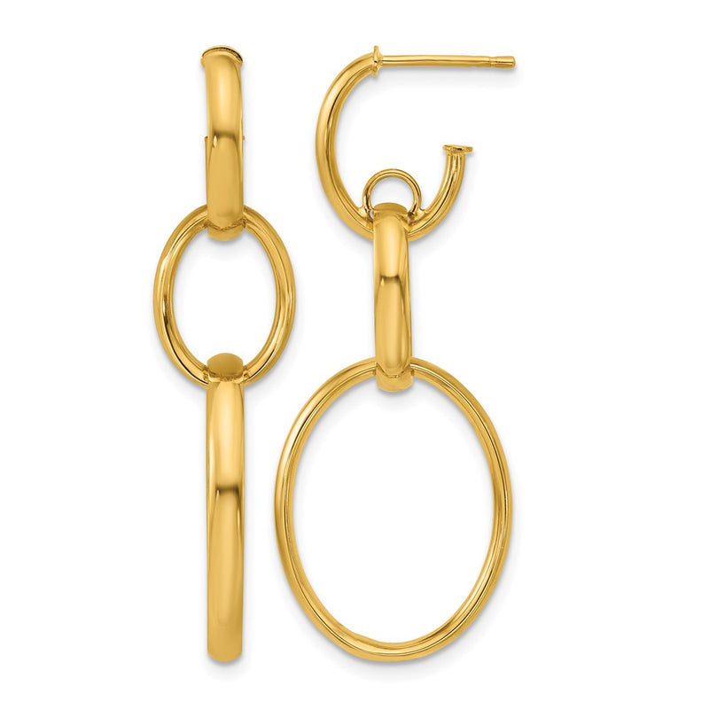 14K Yellow Gold Polished Oval Link Post Earrings