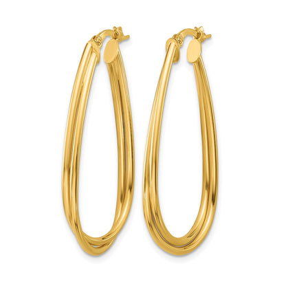 14K Yellow Gold Polished Twist Hoop Earrings