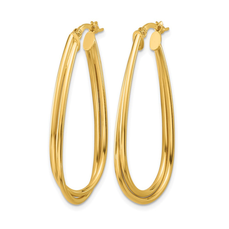 14K Yellow Gold Polished Twist Hoop Earrings