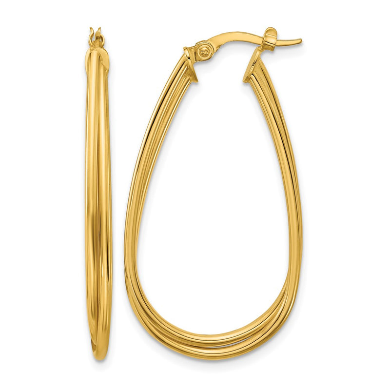 14K Yellow Gold Polished Twist Hoop Earrings