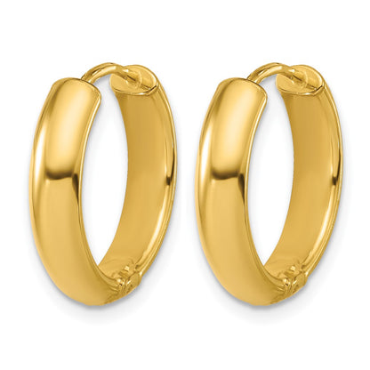 14K Yellow Gold Leslie'S' Polished And Dia Cut Hinged Hoop Earrings