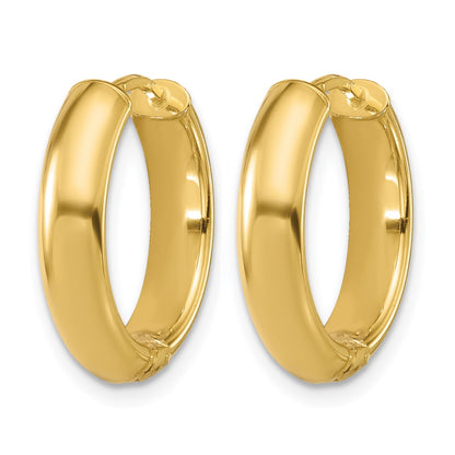 14K Yellow & Rhodium Polished/Dia Cut Hinged Hoop Earrings