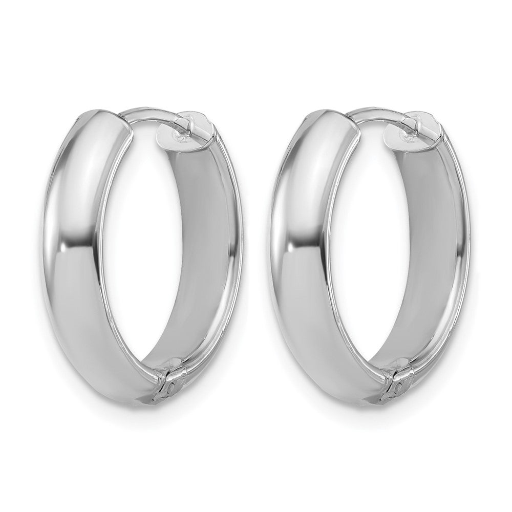14K Yellow & Rhodium Leslie'S' White Rh Plat Polish/Dia Cut Hinged Hoop Earrings