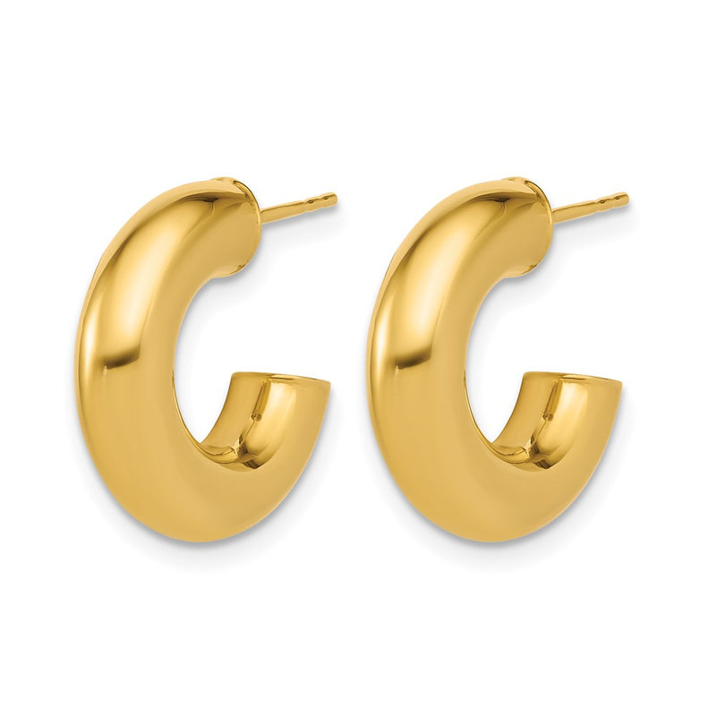 14K Yellow Gold Polished J Hoop Post Earrings