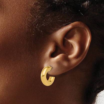 14K Yellow Gold Polished J Hoop Post Earrings