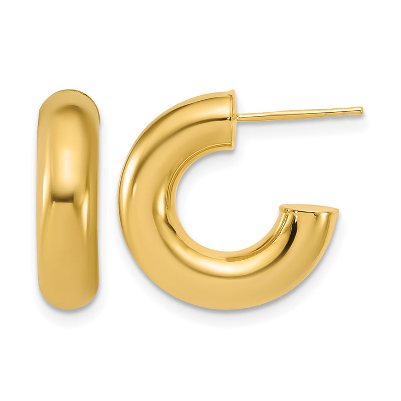 14K Yellow Gold Polished J Hoop Post Earrings