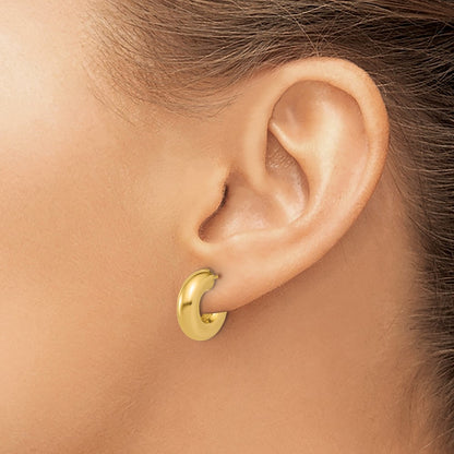 14K Yellow Gold Polished J Hoop Post Earrings