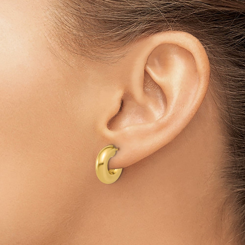 14K Yellow Gold Polished J Hoop Post Earrings