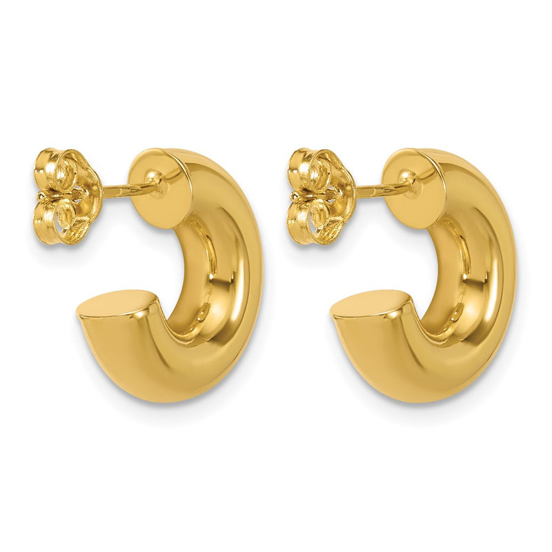 14K Yellow Gold Polished J Hoop Post Earrings